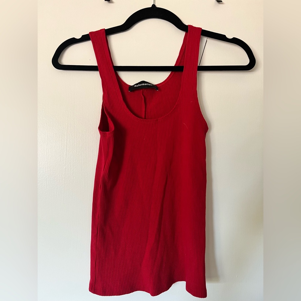 Reformation Vibrant Red Ribbed Tank